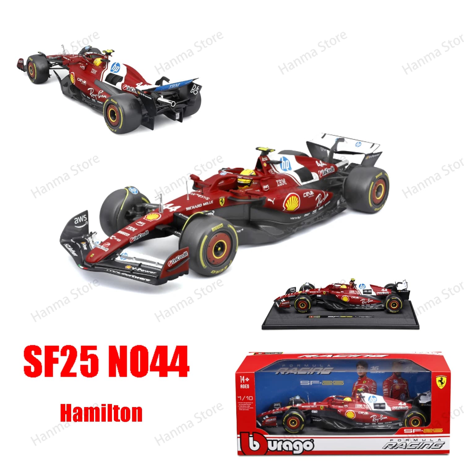 SF25 Bburago 1:18 Ferrari 2025 F1 Sf-25 Hamilton # 44 Leclerc # 16 Modèles de voitures miniatures en