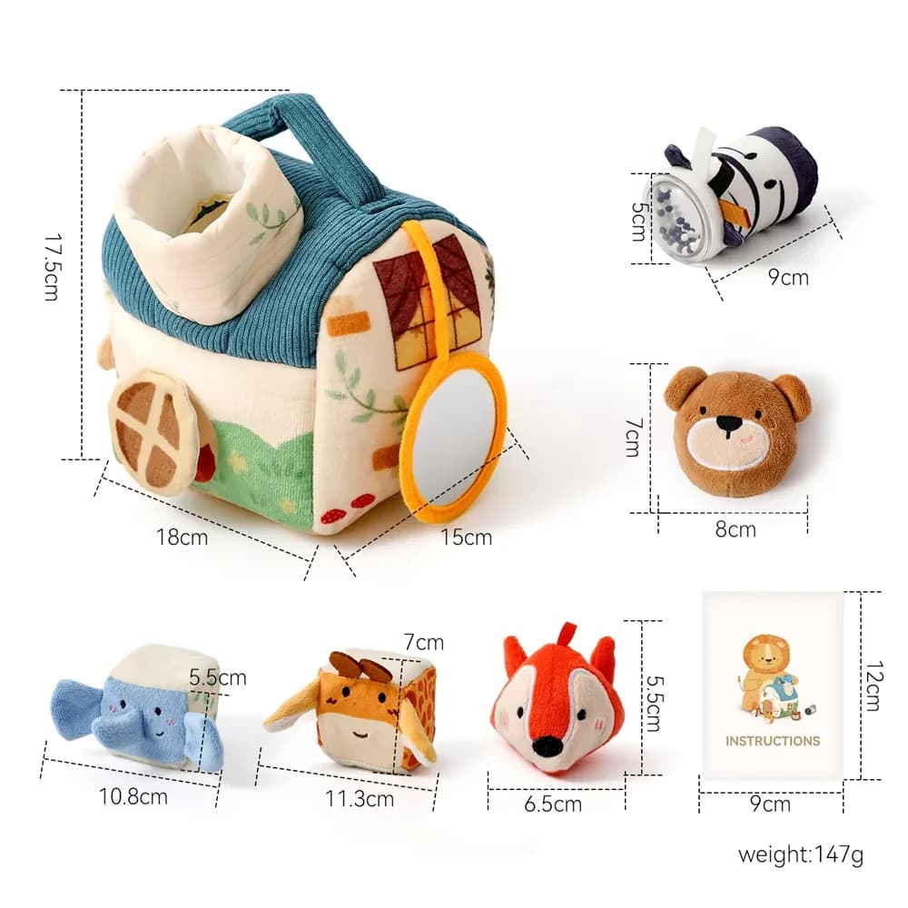 Jouets sensoriels musicaux pour bébés 0-6 mois, animaux de la ferme doux, boîte magique pour dévelop