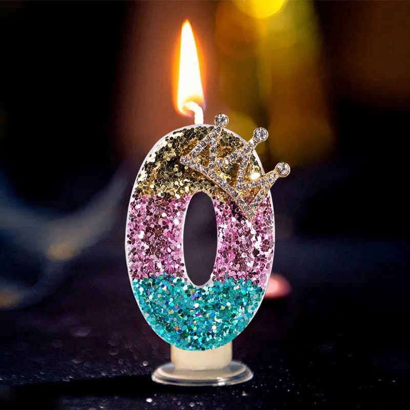 Bougie d'anniversaire numérique en forme de couronne dorée - Décoration de gâteau pour fête d'enfant