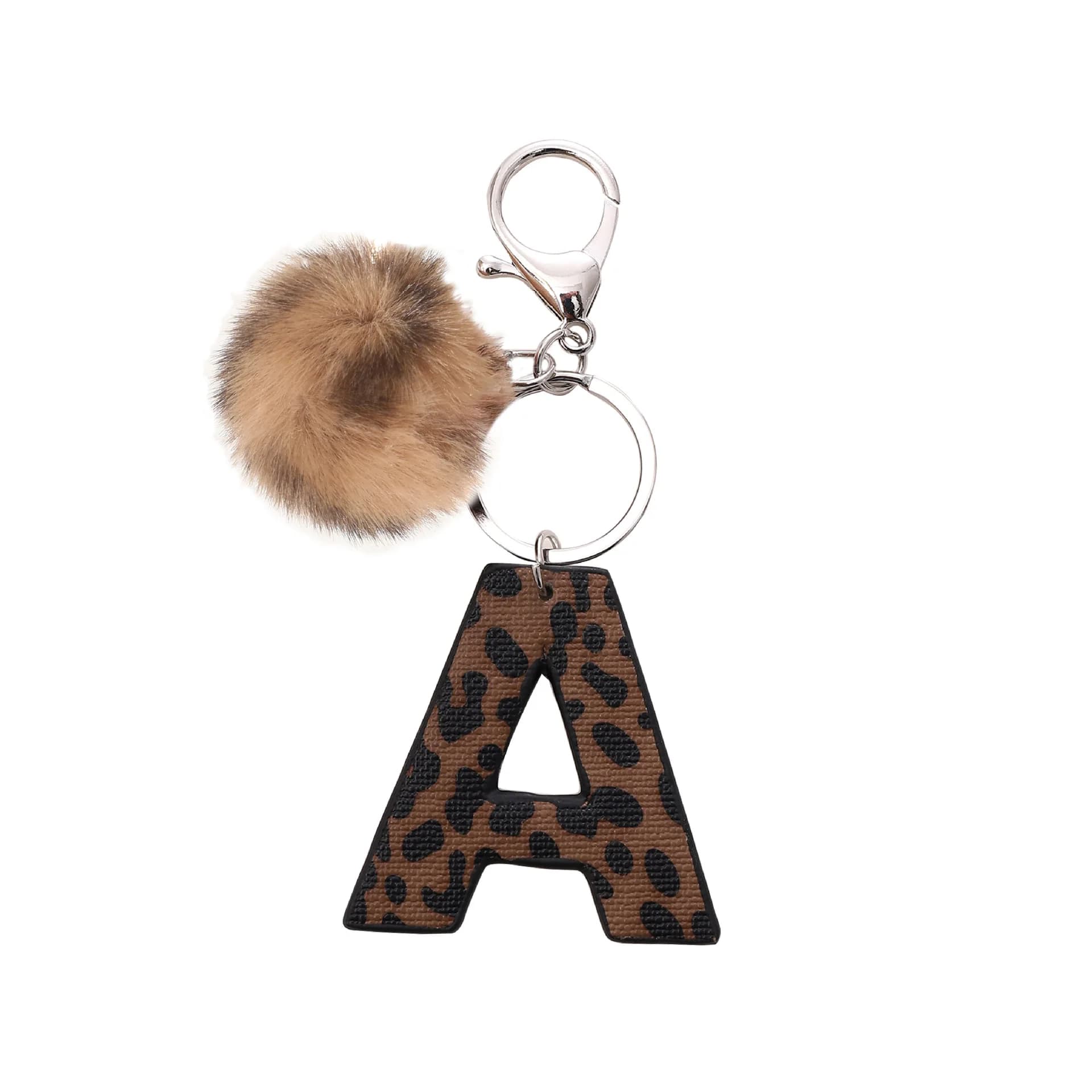 Porte-clés en cuir Élléopard pour femme, alphabet anglais, lettre exquise, breloques pour sac à main