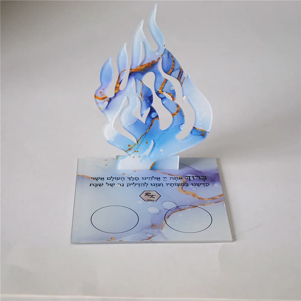 Prière hébraïque Bar Mitzvah Souvenir de mariage Cadeau commémoratif Carte en forme de flamme avec b