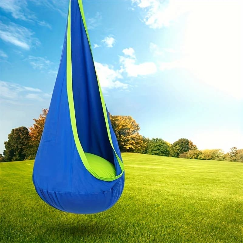 Siège pivotant-chaise hamac suspendue intérieure/extérieure avec oreiller gonflable et poche-chaise