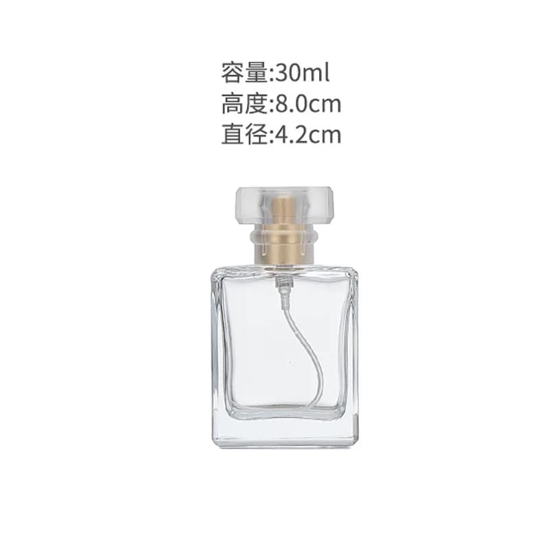 Flacon pulvérisateur de parfum en verre carré plat 30/50/100 ml, atomiseur à pression vide, recharge