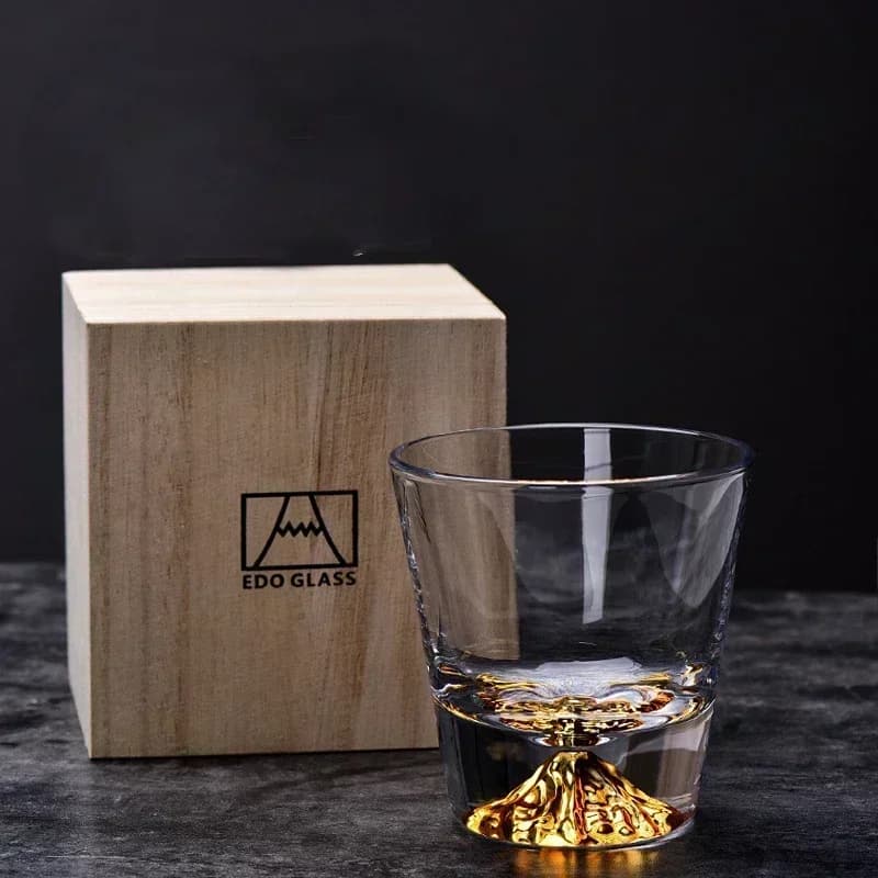 Tasse en verre à whisky à l'ancienne en forme de MT Fuji du Japon, tasses à vin sans plomb, boîte ca