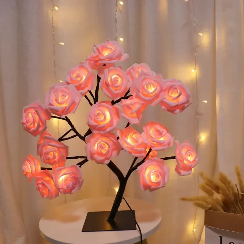 Lampe de Table LED Rose fleur arbre USB veilleuses décoration de la maison LED lampes de Table fêtes