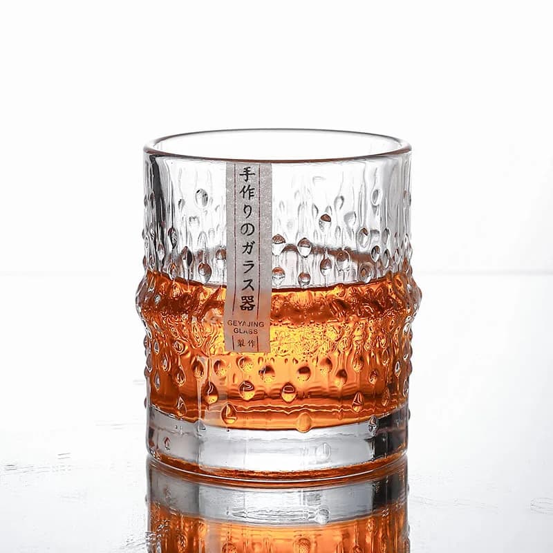 Verres à whisky à l'ancienne en bambou de style japonais, boîte en bois goutte de pluie, verre de ro
