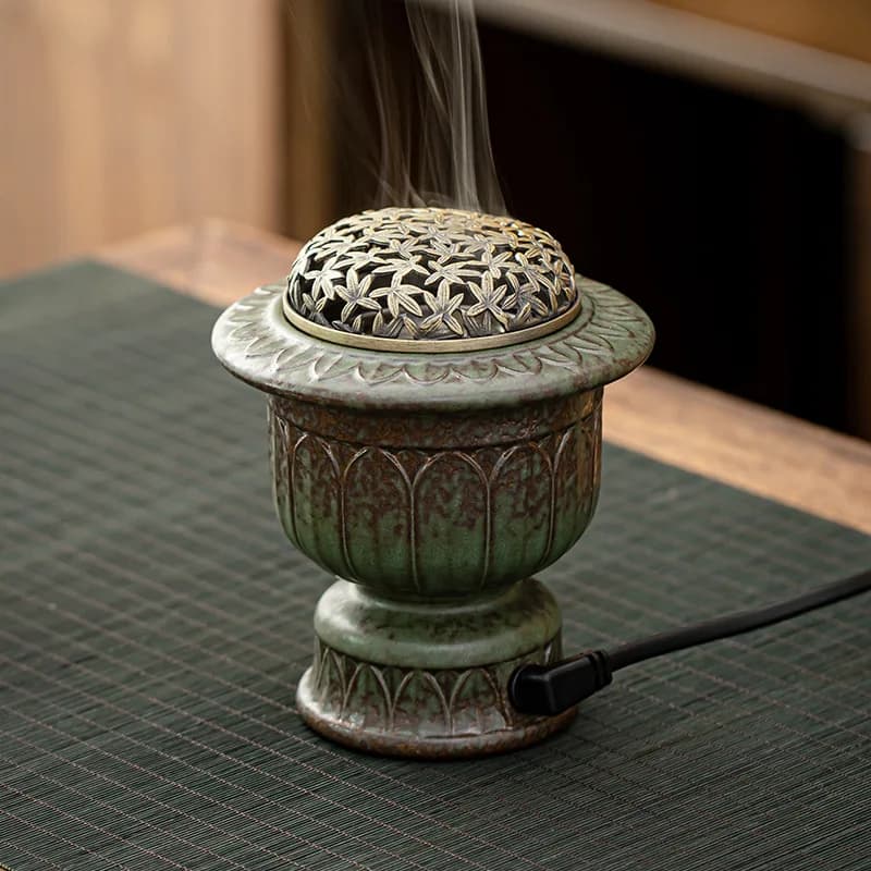 Brûleur d'encens électrique haute température à 520 degrés, décoration de la maison, bandes de bois/