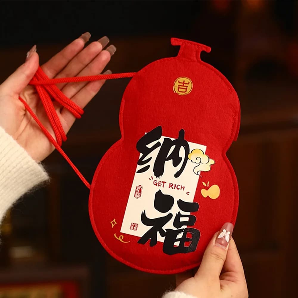 Pochette Cadeau 2026 Année du Cheval Nouvel An Chinois Enveloppe Rouge Style Cartoon Sac d'Argent Po