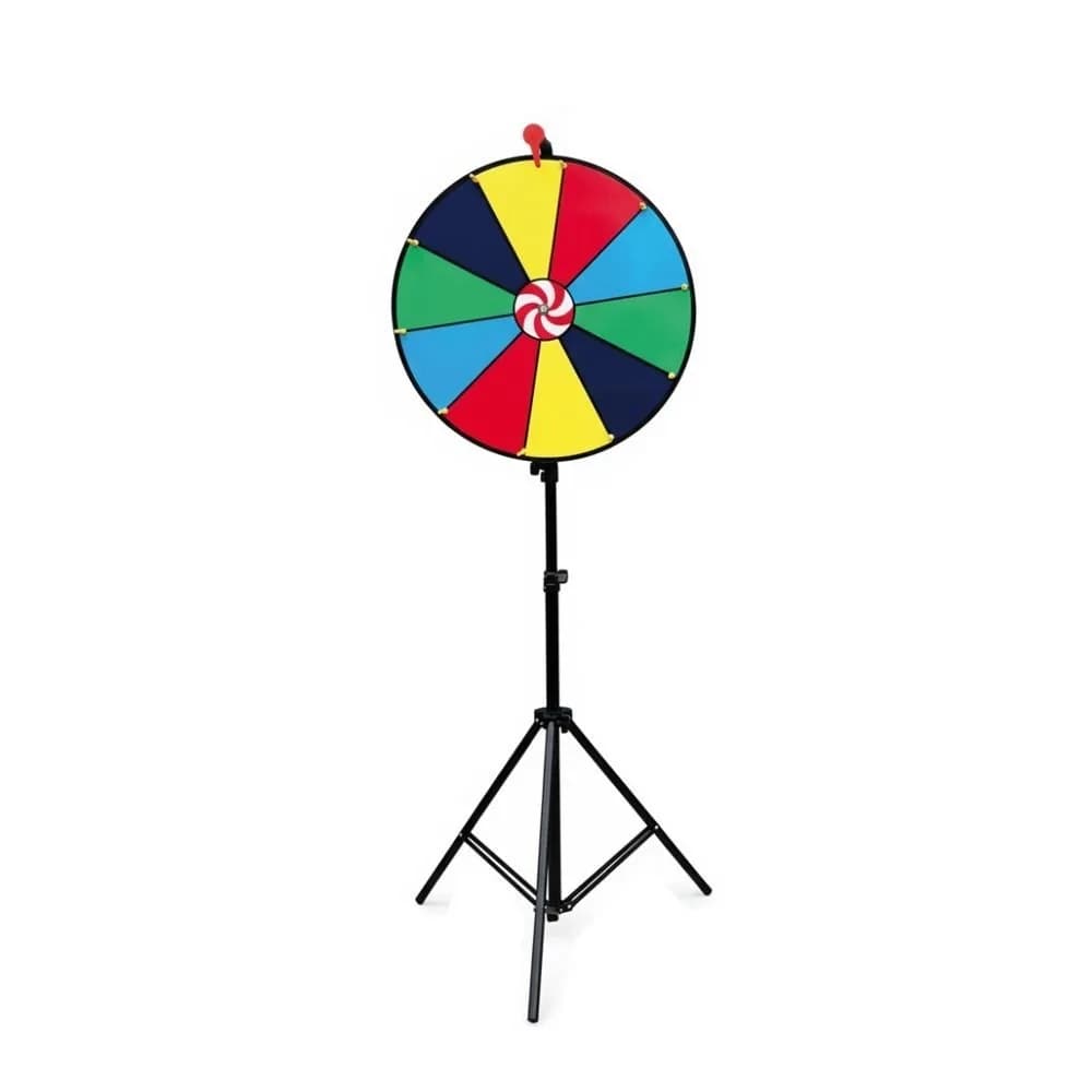 Roue de la Fortune Modifiable 40/50/60cm avec Trépied Pliant – Jeu de Roulette Colorée pour Événemen