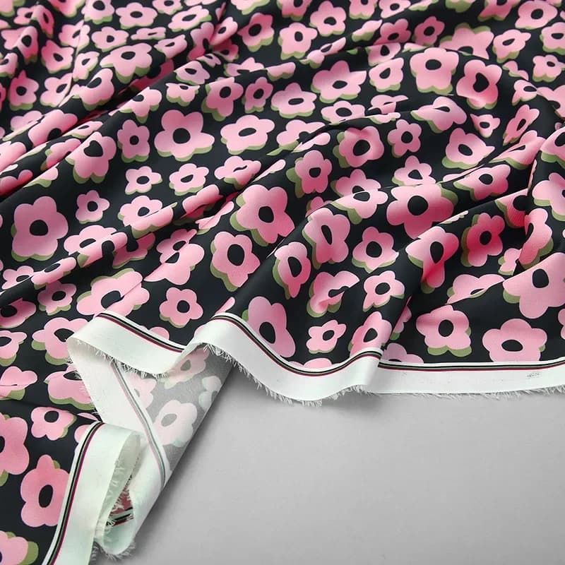 Début du printemps nouveau tissu d'impression numérique rose amour petite fleur vêtements de haute q