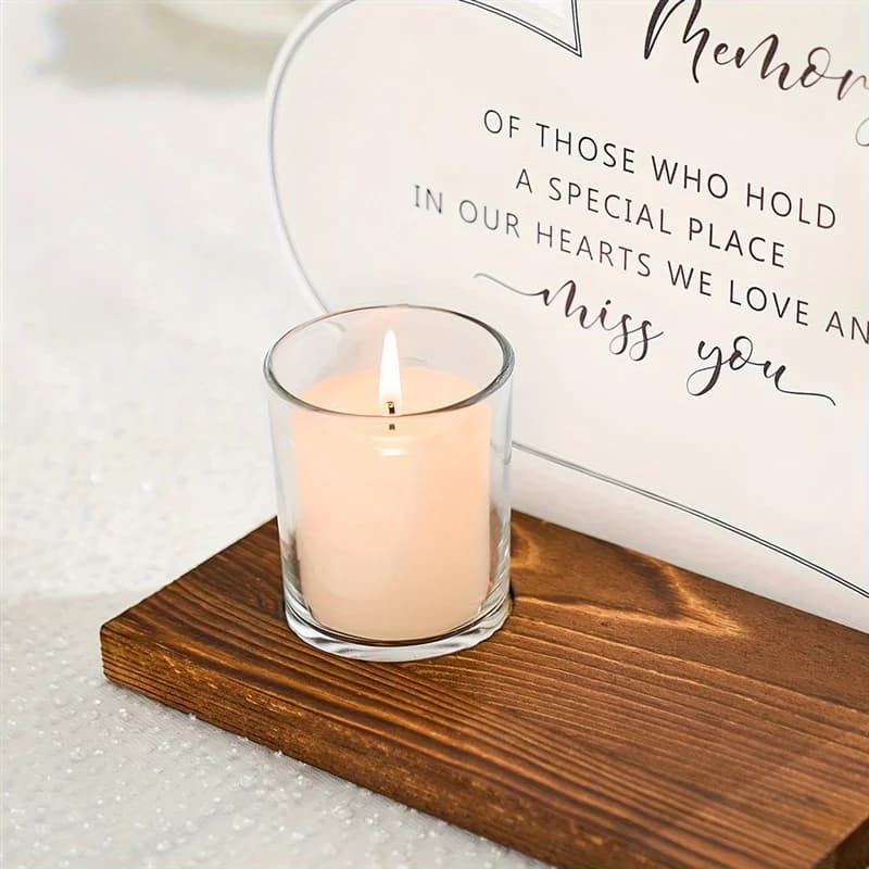 ABKJ-Cadeaux de sympathie bougie commémorative acrylique et bois dans des signes de mariage de mémoi