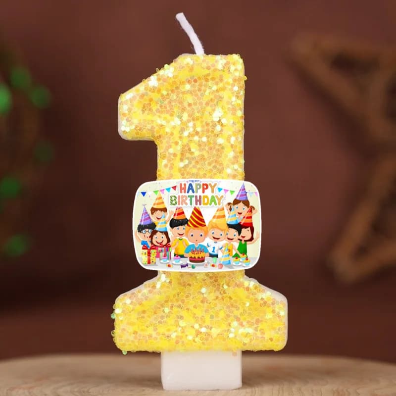 Décoration de gâteau d'anniversaire, bougie numérique colorée décorée, bougie numérique délicate pou