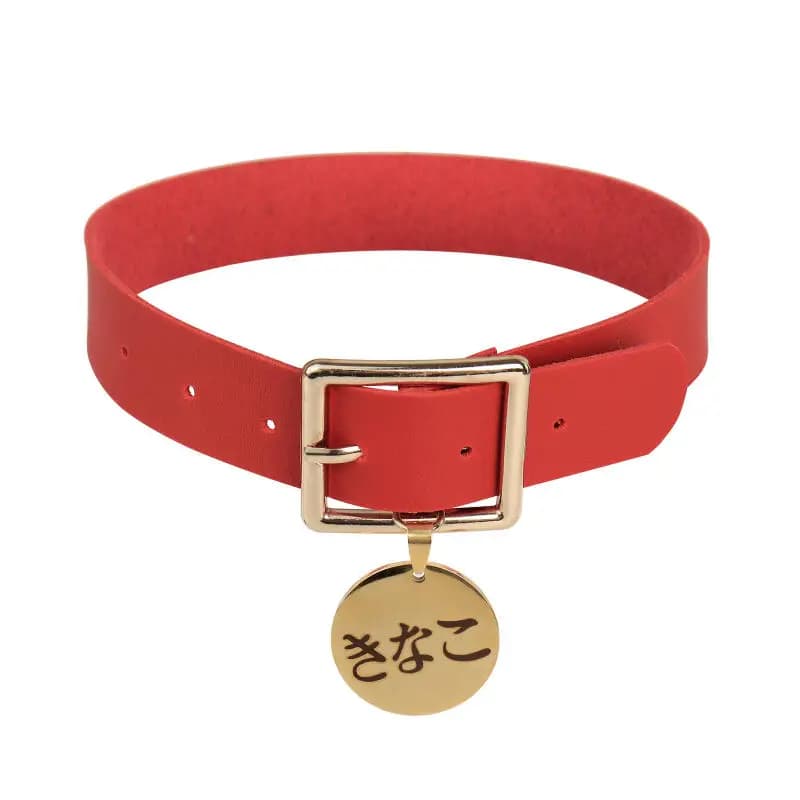 Halloween Cosplay accessoire Catgirl chat femme Niche personnalité collier ras du cou rouge Pu cuir