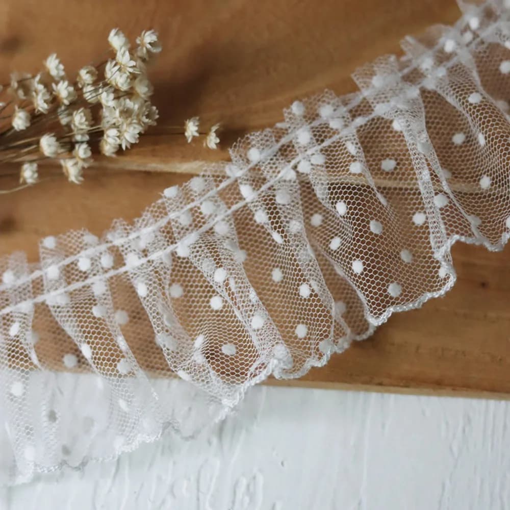 Ruban en dentelle maille noire/blanche élégant pour décoration, ruban en tulle à pois pour DIY, acce