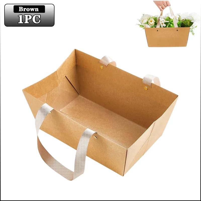 Panier cadeau vide en kraft avec poignée, panier d'emballage cadeau DIY pour Noël, mariage, fête de