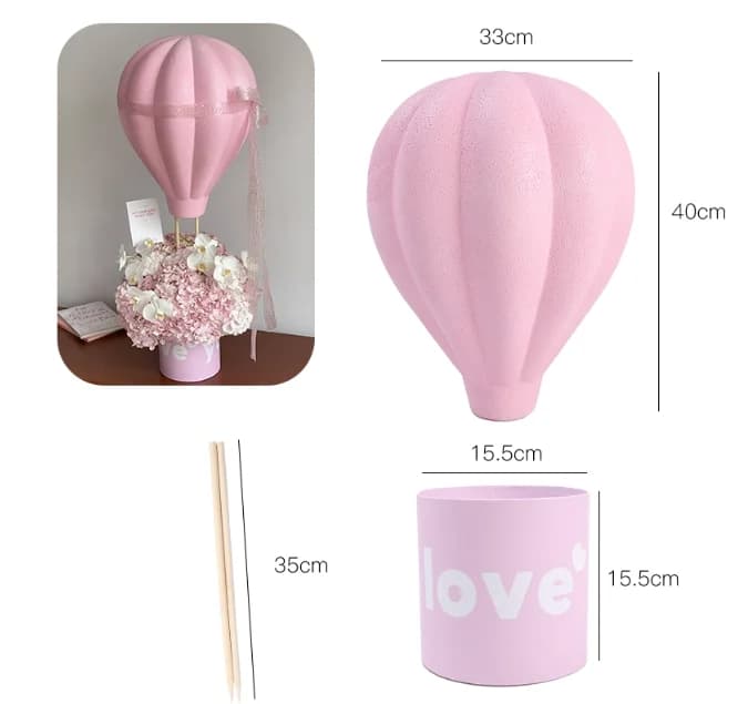 Emballage de fleur de ballon à air chaud, cadeau décoratif, emballage de fleuriste décoratif