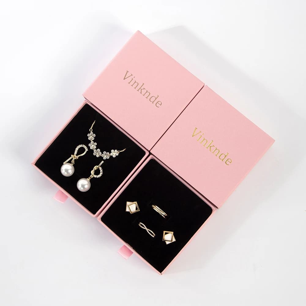 Coffret cadeau de bijoux intelligent, bricolage, doublé de velours, Logo personnalisé, Style tiroir