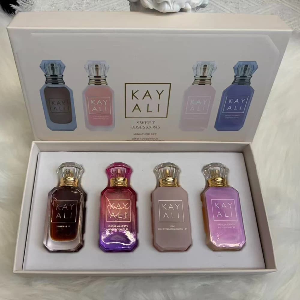 Ensemble de parfums miniatures 40 ml, 4 x 10 ml, vanille sucrée, bonbons, guimauve, rose, eau de par
