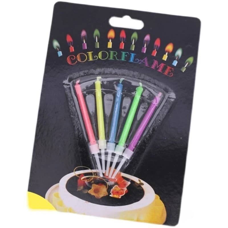 Bougies à flamme colorées multicolores, paquet de 5/12, adaptées aux gâteaux d'anniversaire, aux fêt