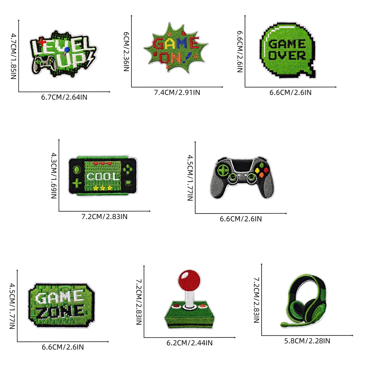 8 pièces/ensemble patchs de broderie de jeu vidéo vert coudre fer sur Applique Patch de réparation b