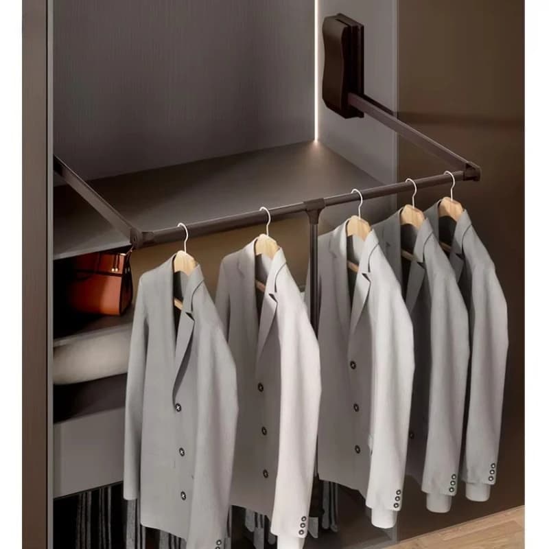 Accessoires de cintre de levage de fermeture de matériel de rangement réglable de garde-robe