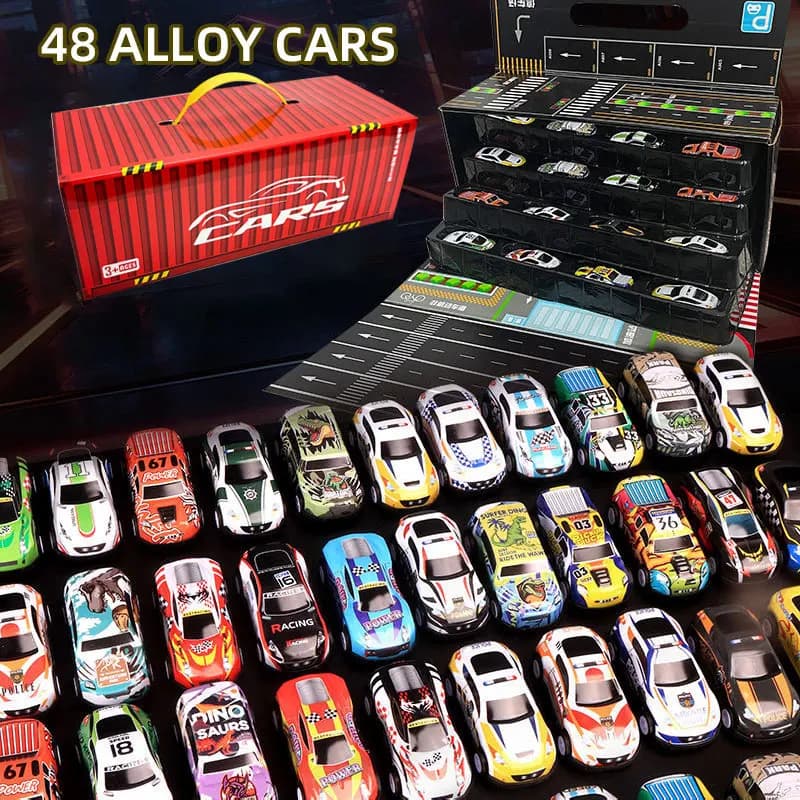 Version boîte-cadeau: ensemble de voitures en alliage de 48 pièces, voiture jouet pour enfants, voit
