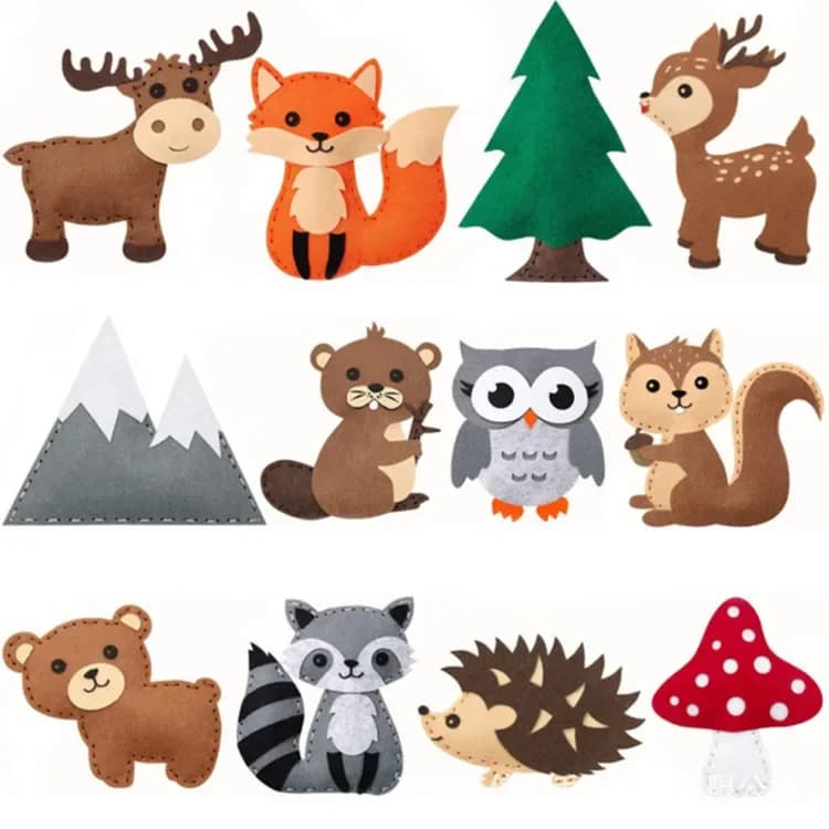 Nouveau kit de couture DIY pour animaux, créatures forestières, animaux en feutrine à coudre soi-mêm