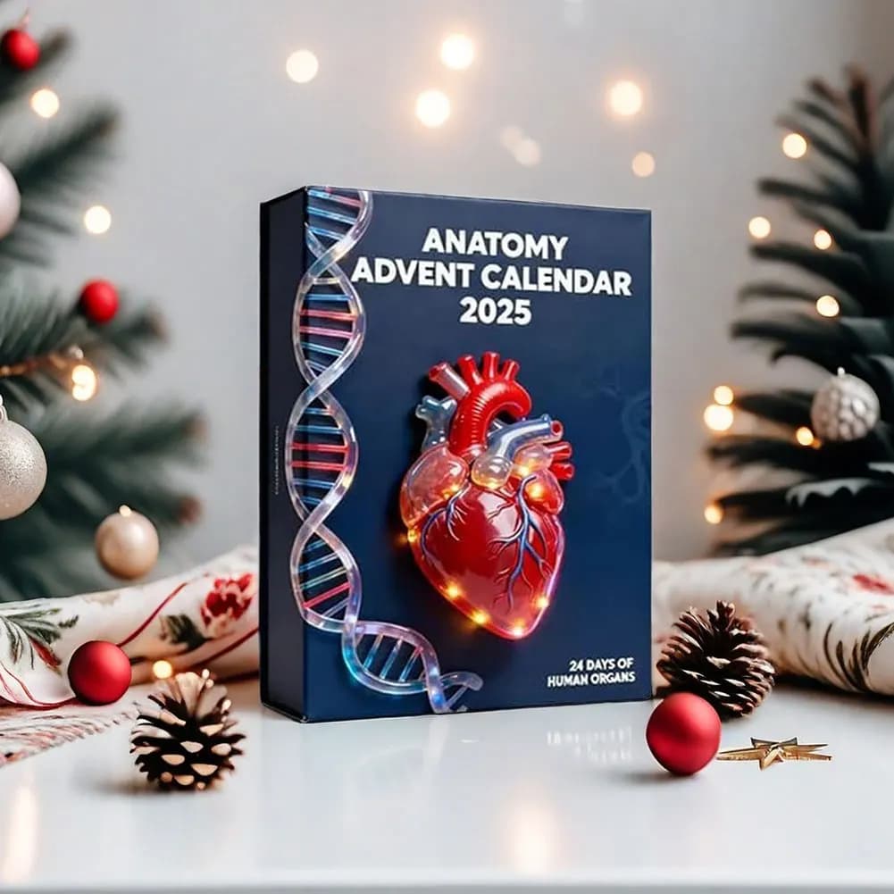 Calendrier d'aventures d'anatomie 2025, ornements de noël plats et robustes en acrylique 2D pour acc