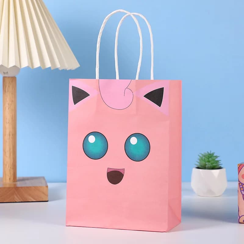 12 pièces Pokemon série dessins animés emballés sac cadeau papier Kraft enveloppé bonbons sac à main