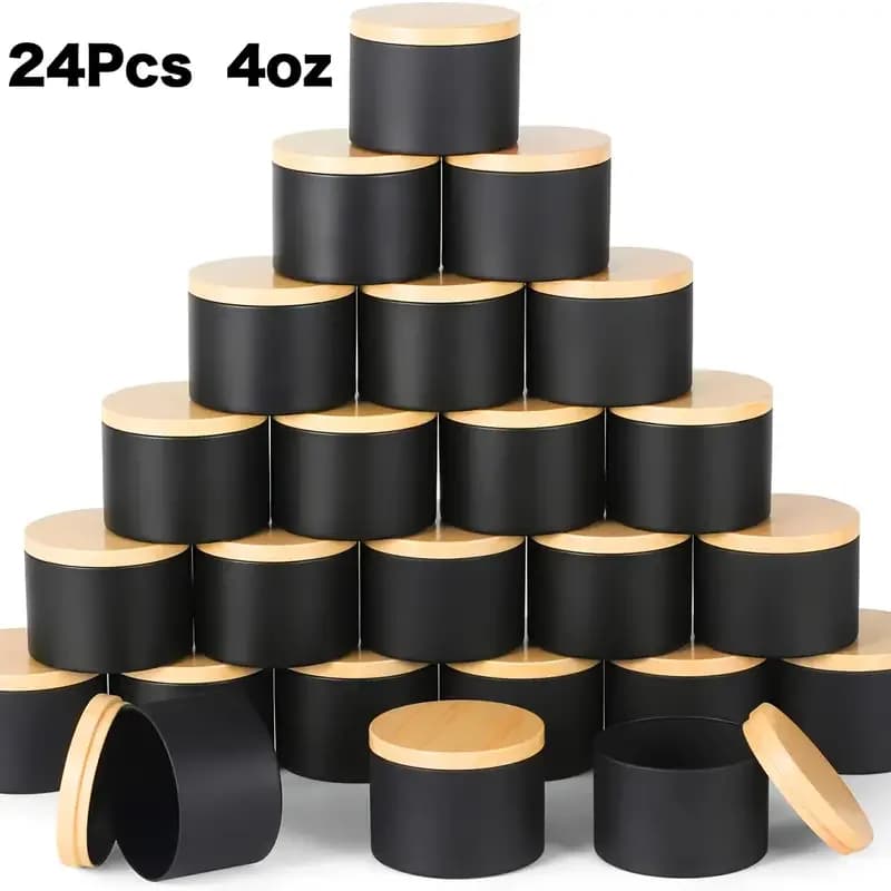 Conteneurs de bougies vides en métal 24 pièces/boîte, pots de bougies de 4oz avec couvercles pour la