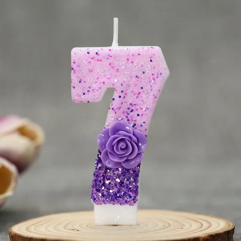 0 1 2 3 4 5 6 7 8 9 bougie d'anniversaire 1 ans bougies d'anniversaire à fleurs roses pour gâteau vi