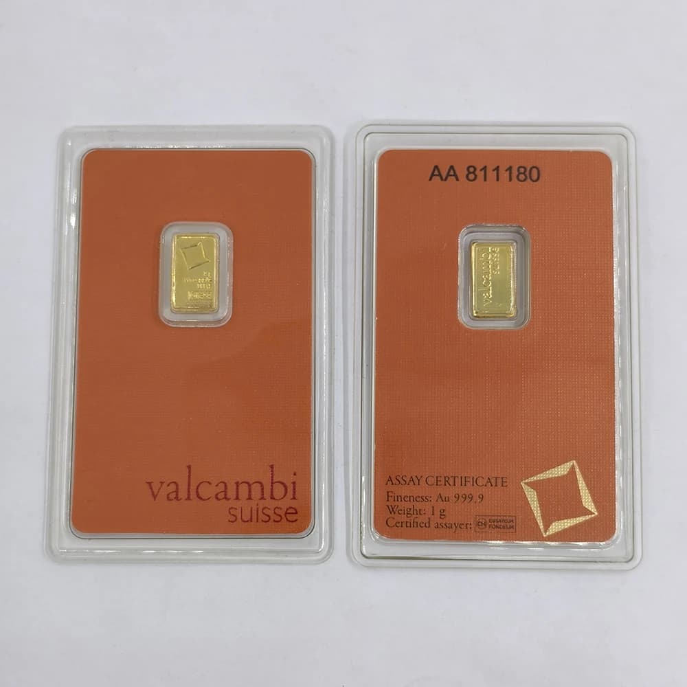 Barre plaquée or VB Orange 1/2.5/5/20/50/100g, non magnétique, en laiton plaqué or, emballage scellé
