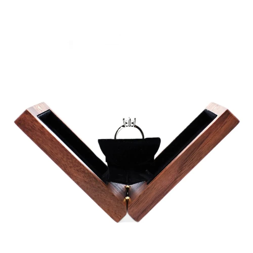 Boîte de présentation pour cadeau d'anniversaire de mariage, boîte à bague rotative en bois massif p