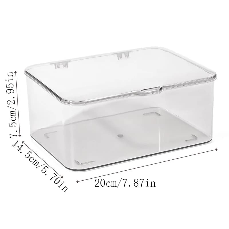 Boîte de rangement cosmétique entièrement transparente avec couvercle, étanche et anti-poussière, ut