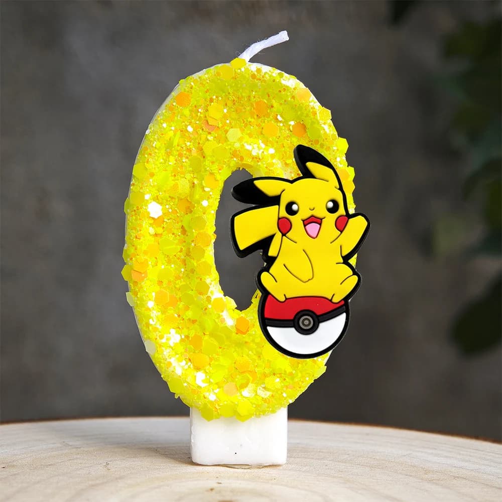 Bougie Pokemon Pikachu, dessin animé 0-9 chiffres, bougie d'anniversaire pour enfant, réception-cade