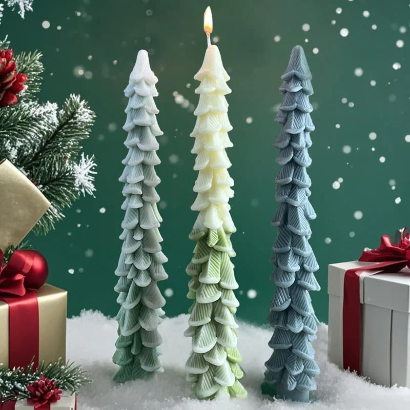 Moule à bougie longue en Silicone, bricolage, arbre de noël, encens, bougie d'église, décoration aux
