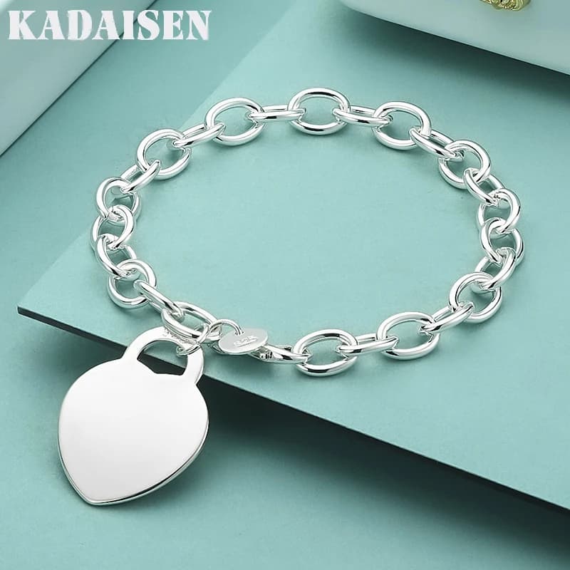 Magnifique cadeau de la Saint-Valentin, bijoux en argent sterling 925, bracelets, breloques, cœur, c