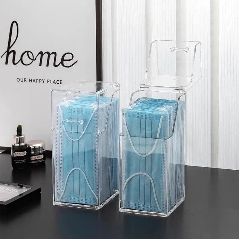 Boîte de rangement transparente pour masques avec couvercle, boîte pour masques anti-poussière, boît