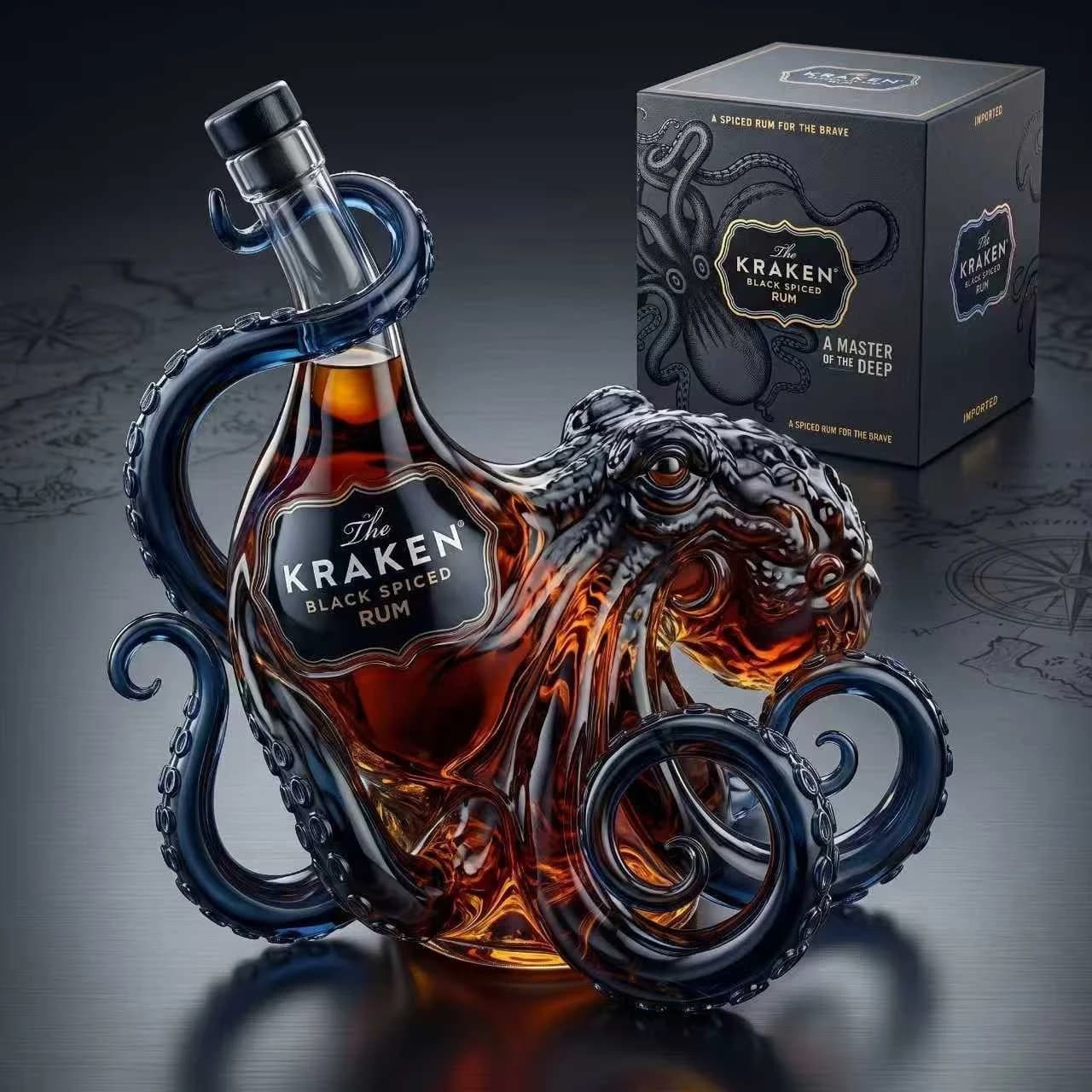Carafe à whisky en verre en forme de pieuvre, nouveauté, pour bar, maison, cuisine, fête, cadeau, or
