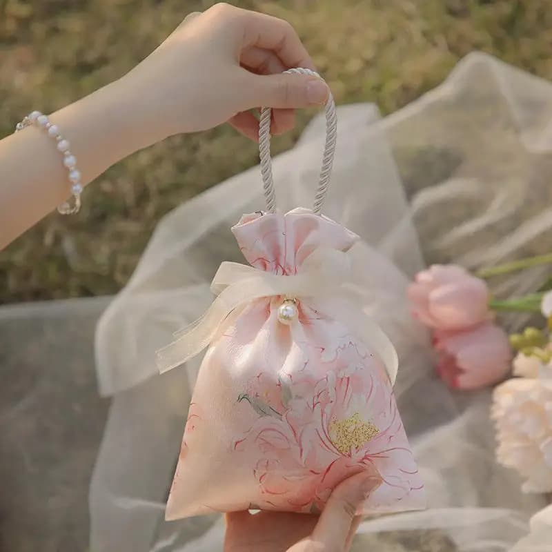 1 pièce Sac fourre-tout cadeau à cordon avec nœud floral élégant pour femmes, idéal pour mariage, fê
