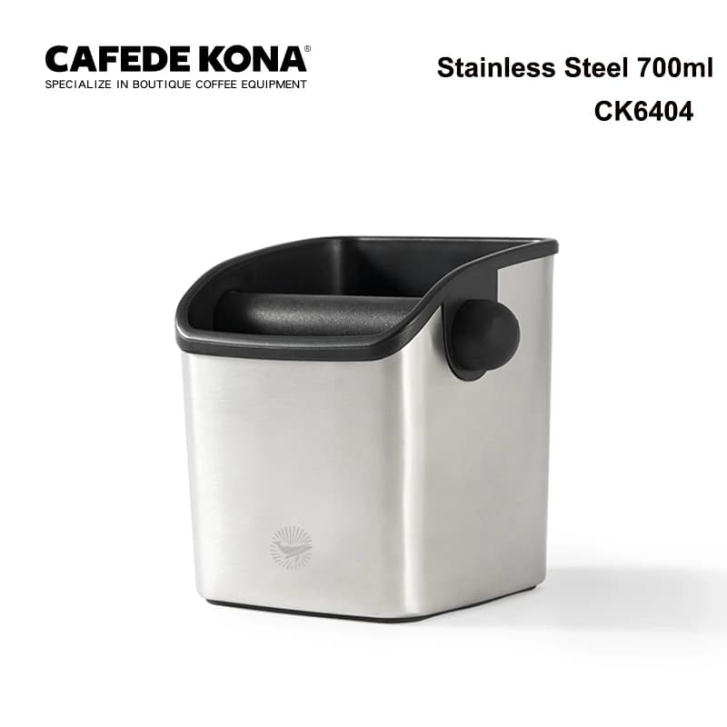 CAFEDEKONA Boîte à café, acier inoxydable, 700 ml, bouche oblique, tige en caoutchouc, grande capaci