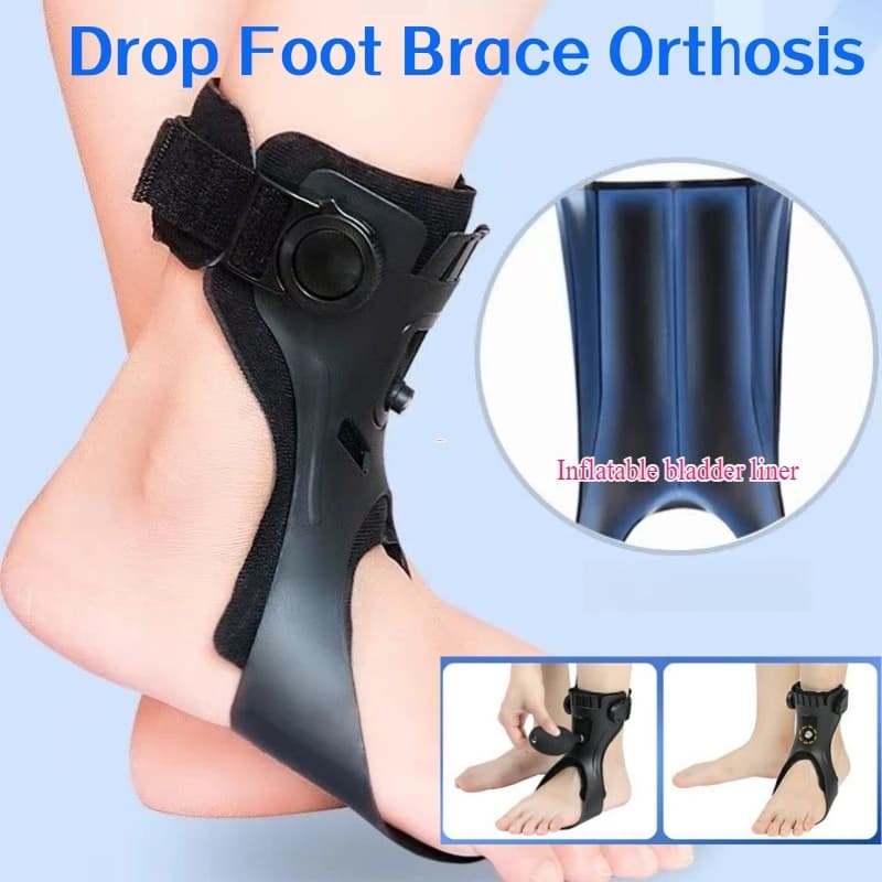 Orthèse de pied tombant AFO AFOs, Support de cheville avec Airbag gonflable confortable pour les chaussures d'accident vasculaire cérébral de l'hémiplégie, marche