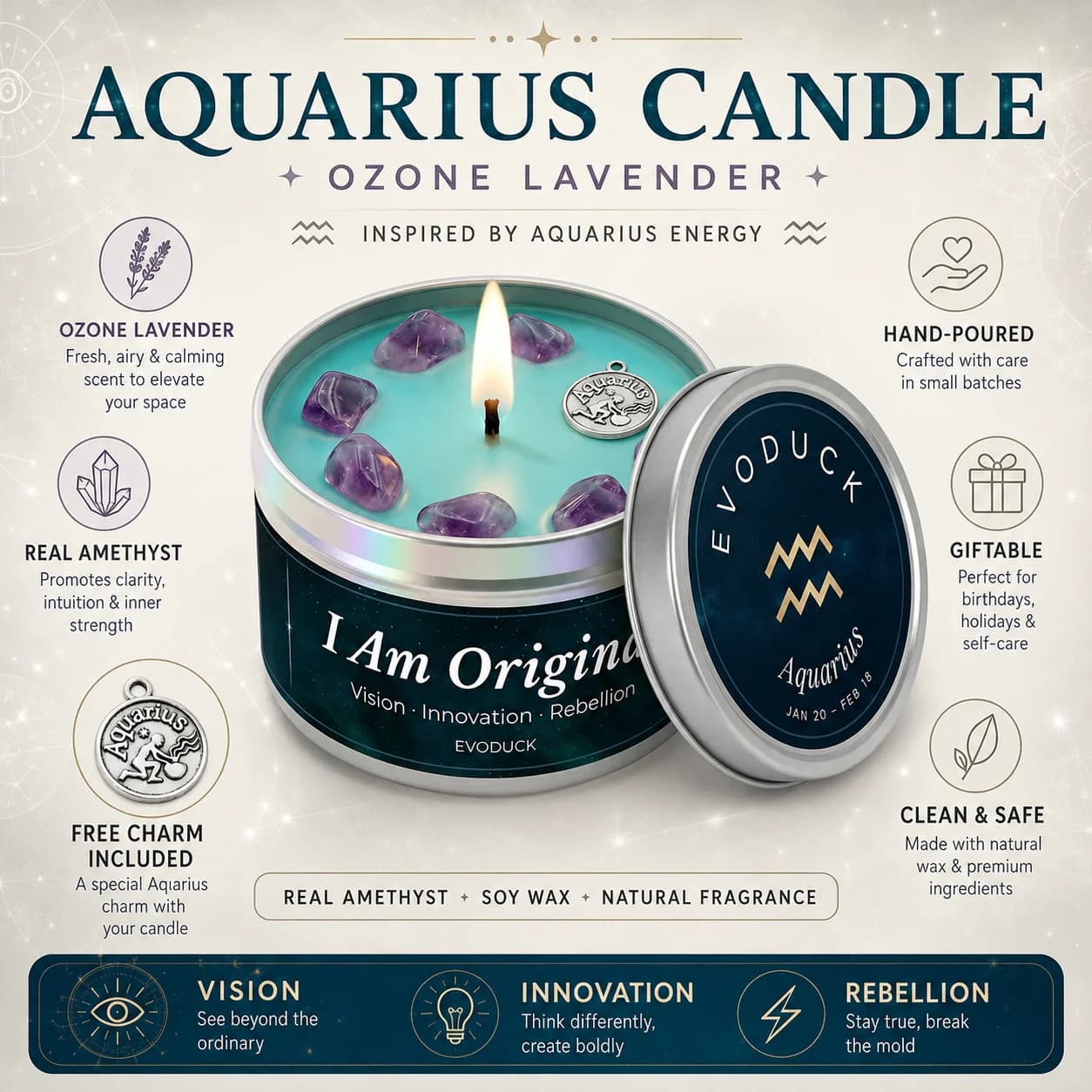 Bougie parfumée du zodiaque Aquarius
