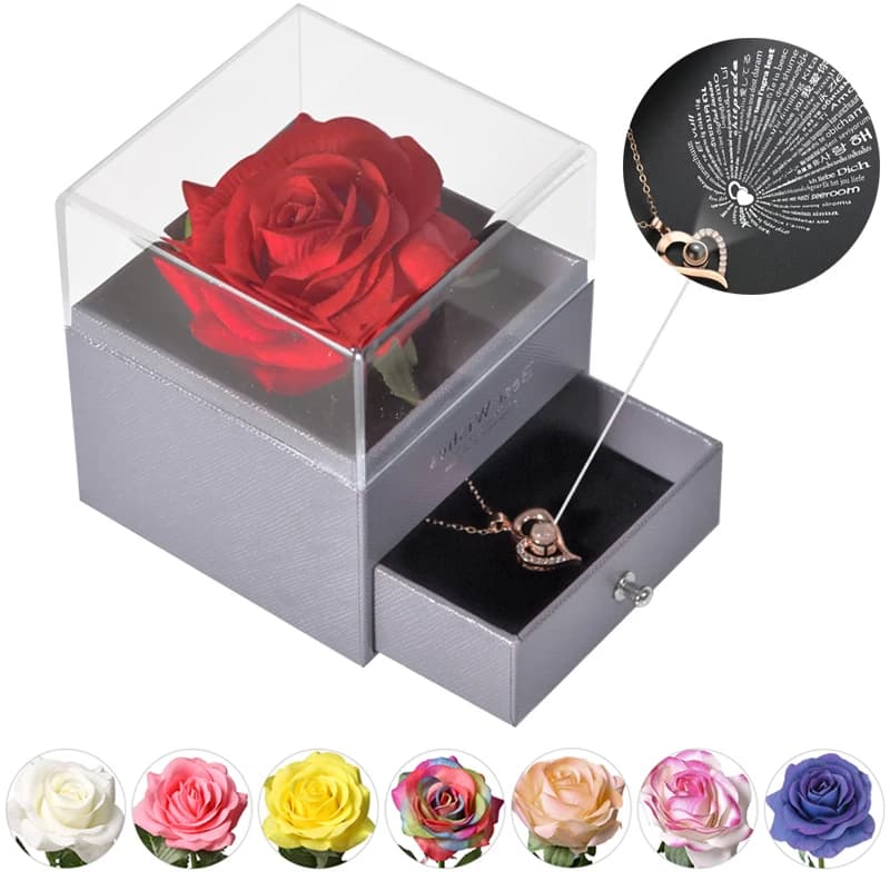 Boîte à bijoux fleur éternelle pour femme