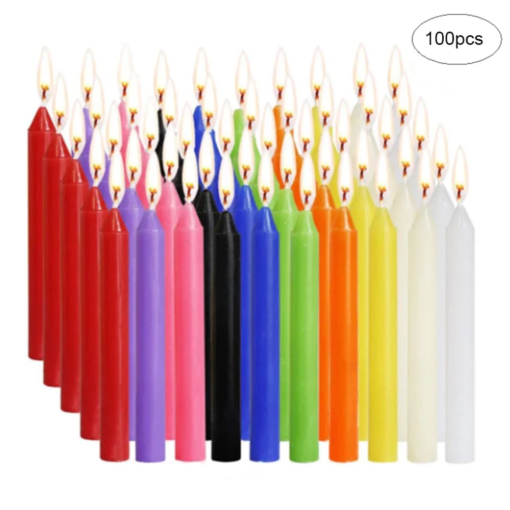 Mini bougies coniques colorées, 100 pièces, idéales pour le lancer des carillons, des rituels, des incantes, des jeux de cire et plus, décoration de noël