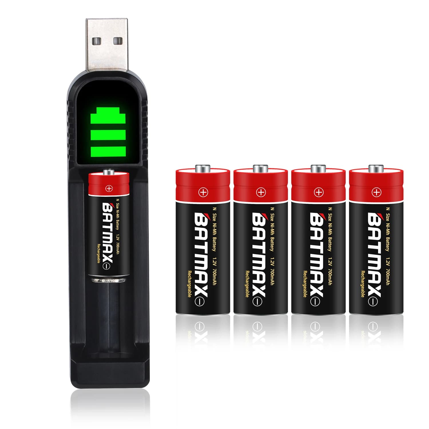 Batterie rechargeable 1,2 V NiMH N - Cellule et chargeur de piles taille N LR1 E90