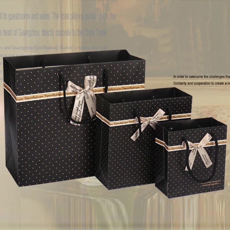 Sac cadeau Portable noir avec poignées pour livres