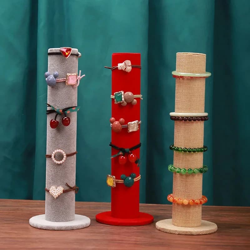 Présentoir Colonne Haute en Flanelle pour Bijoux de Tête