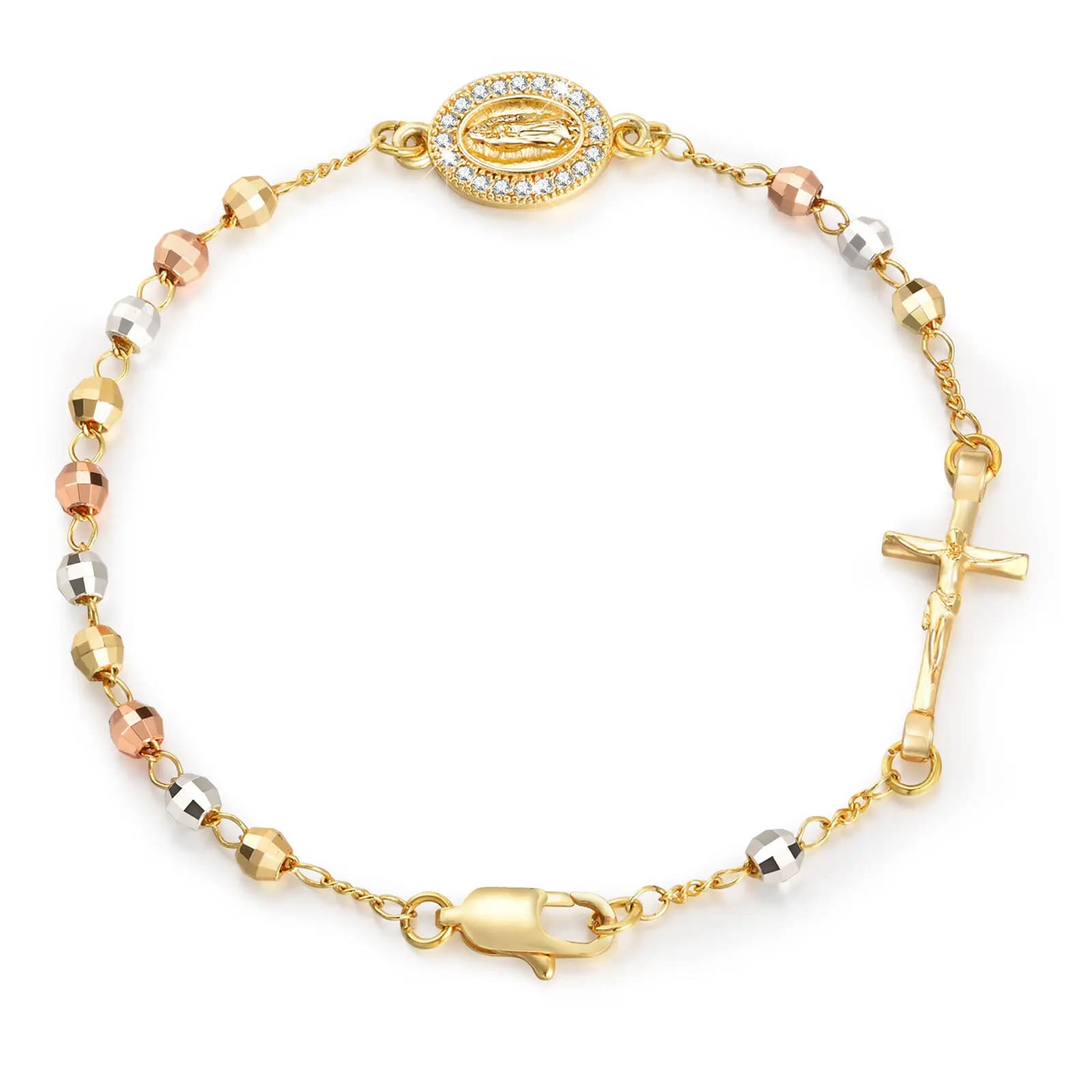 Bracelet religieux perlé étanche Vierge Marie pour femme, bijoux réglables en acier inoxydable