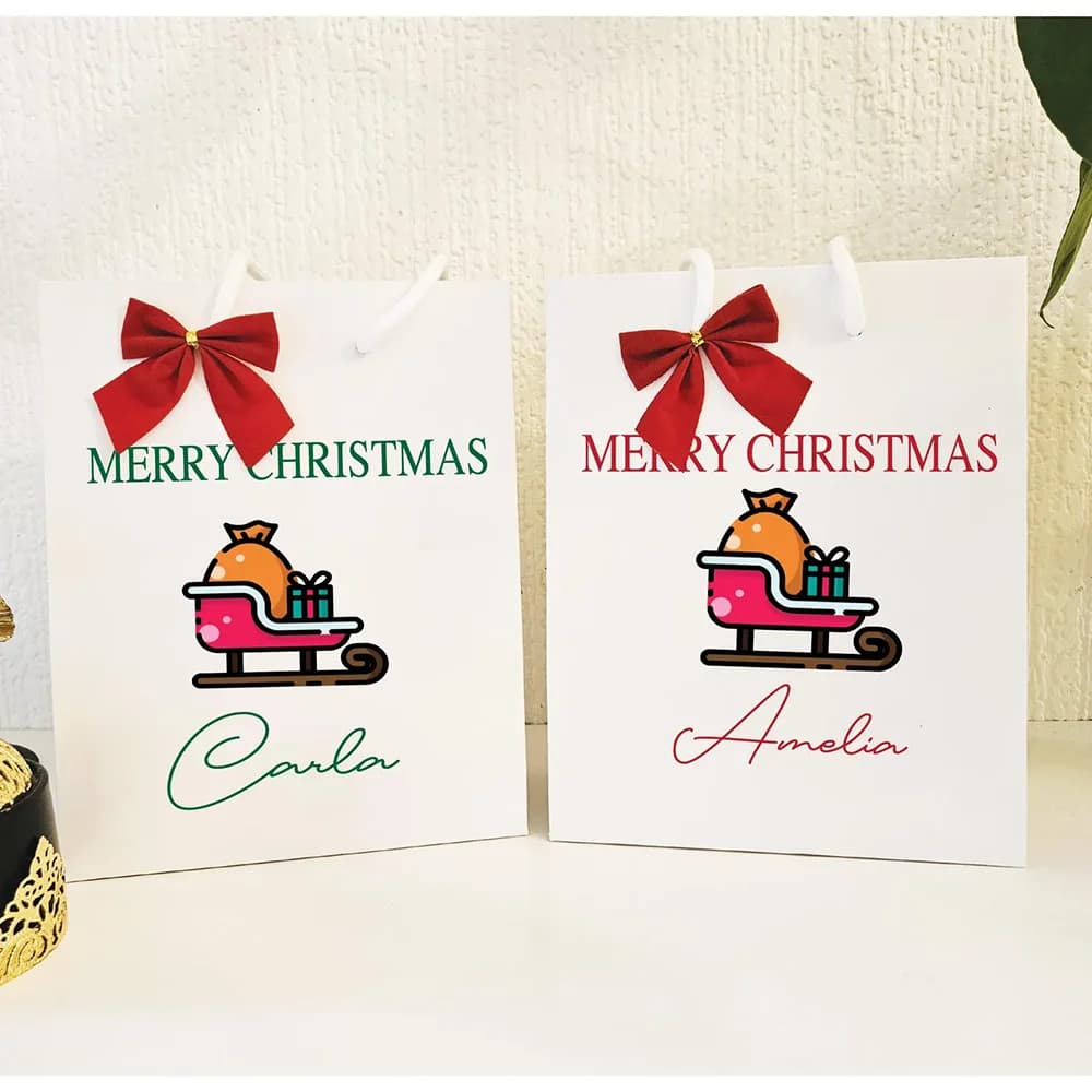 Sacs cadeaux de noël personnalisés avec nom